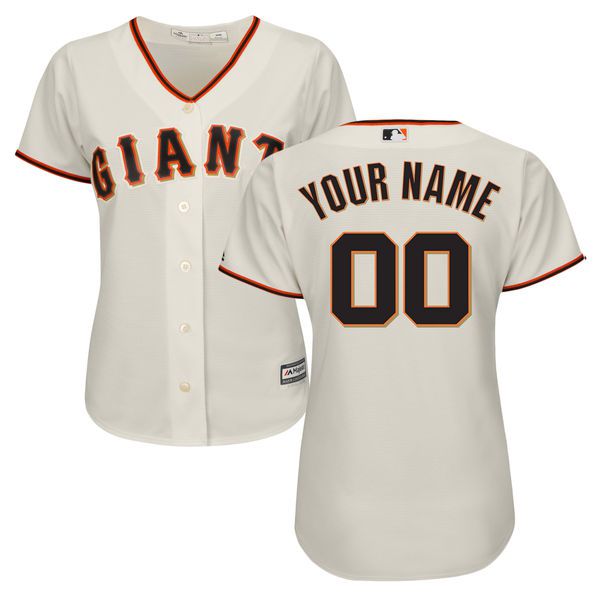 Women San Francisco Giants Majestic Cream Home Cool Base Custom MLB Jersey